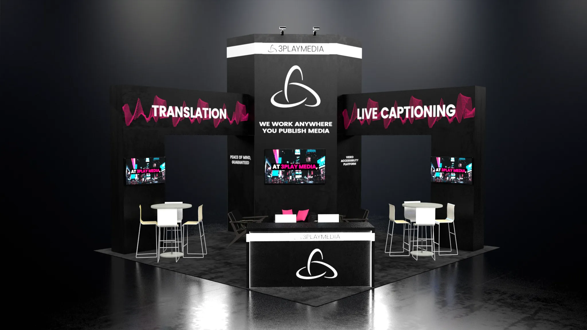 20x20 Island booth design by Reaction Space